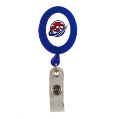 Oval Plastic Badge Reel - Blue