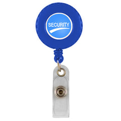 Round Plastic Badge Reel with Decorative Edge - Blue
