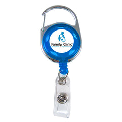 Translucent Carabiner Badge Reel with Accent Holes - Blue