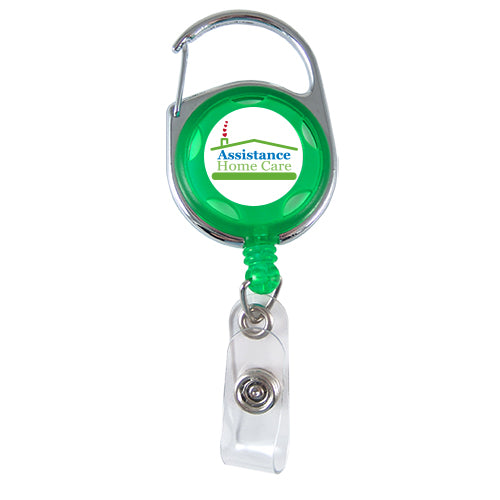 Translucent Carabiner Badge Reel with Accent Holes - Green