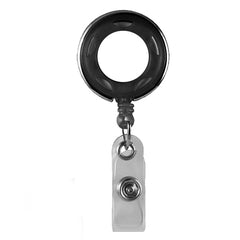 Translucent Plastic Badge Reel with Chrome Finish and Accent Holes - Black