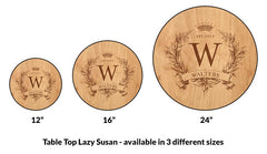 ADD YOUR NAME Lazy Susan - MONOGRAM - 3 Different Sizes - Table Top