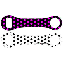 Kolorcoat™ Dog Bone Bottle Opener - Purple, Black and White Polka Dots