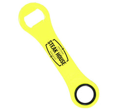 Screen Printed Colored Stainless Steel Dog Bone Opener - NEON YELLOW
