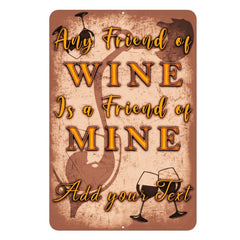 Metal Bar Sign - Customized - Wine Friend - 12