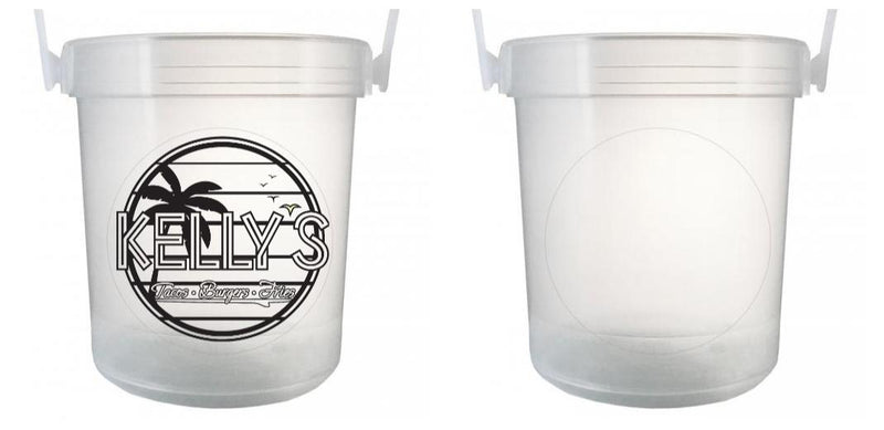 32 oz Plastic Rum Buckets with Custom Sticker