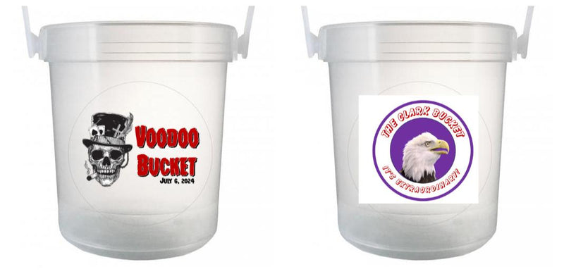 32 oz Plastic Rum Buckets with Custom Sticker