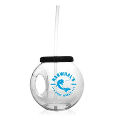 Barconic 40oz Fishbowl with handle, lid and straw