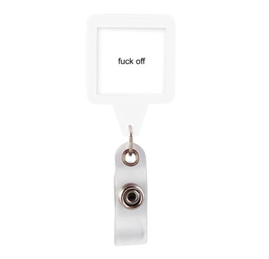 Square Plastic Badge Reel - White