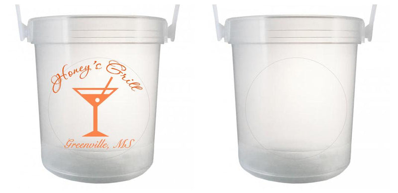 32 oz Plastic Rum Buckets with Custom Sticker