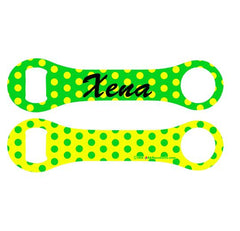 Kolorcoat™ Dog Bone Bottle Opener - Green and Yellow Polka Dots