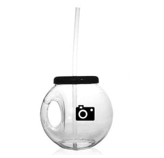 Barconic 40oz Fishbowl with handle, lid and straw