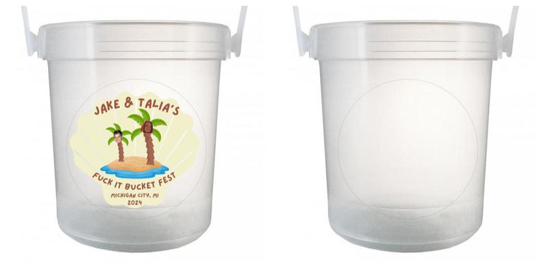 32 oz Plastic Rum Buckets with Custom Sticker