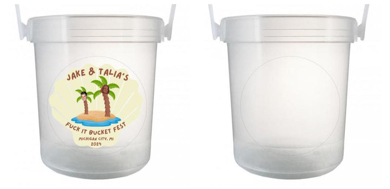 32 oz Plastic Rum Buckets with Custom Sticker