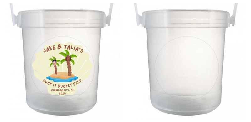 32 oz Plastic Rum Buckets with Custom Sticker