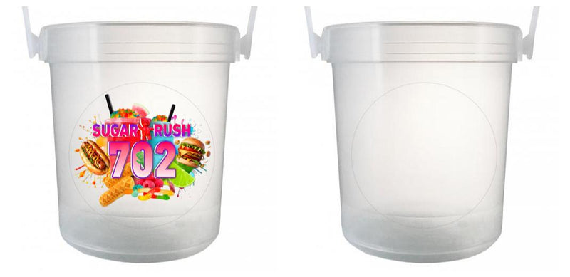 32 oz Plastic Rum Buckets with Custom Sticker