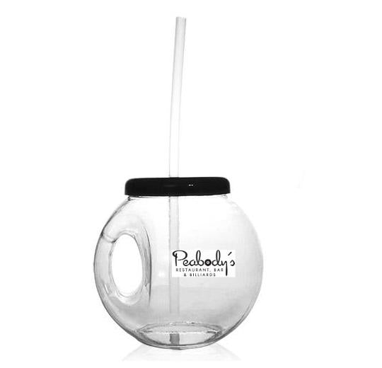 Barconic 40oz Fishbowl with handle, lid and straw