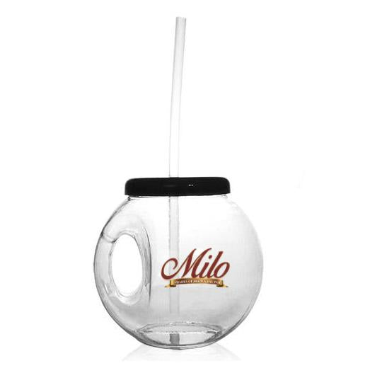 Barconic 40oz Fishbowl with handle, lid and straw