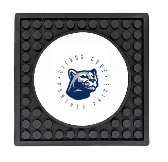 Rubber Coaster Mat with Circle Imprint Area - 3.9″ x 3.9″