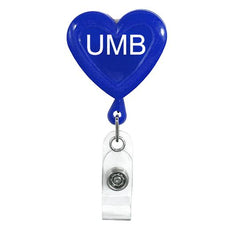 Heart Shaped Plastic Badge Reel - Blue