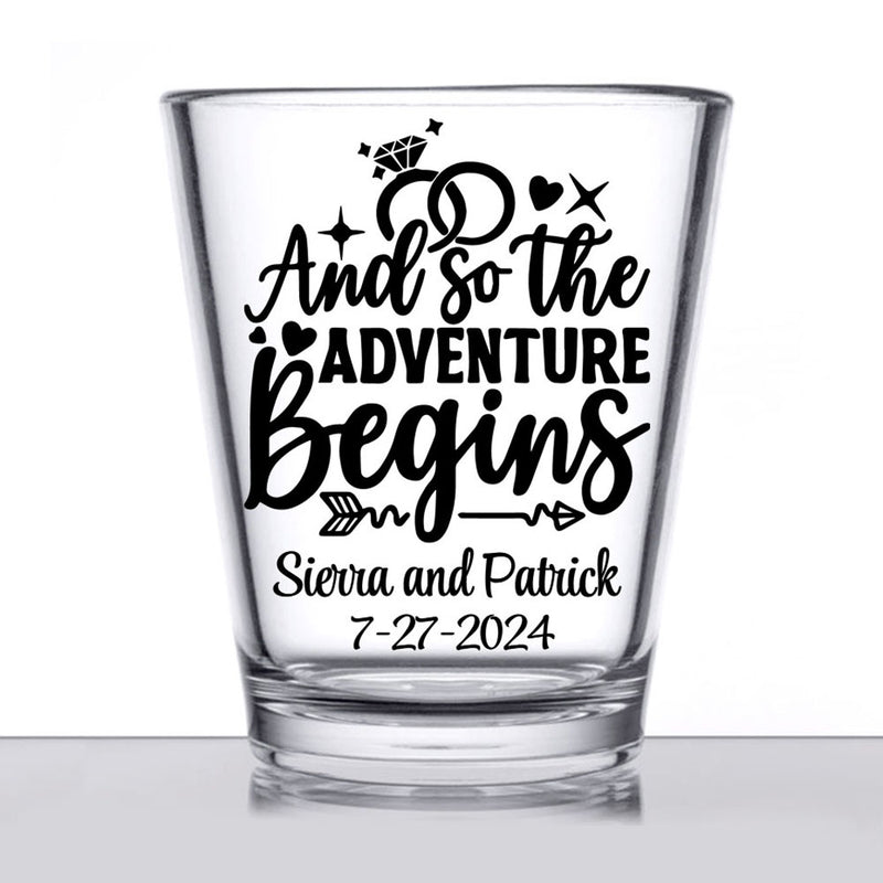 Personalized Wedding Shot Glasses, And So the Adventure Begins