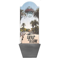 custom wall mounted bottle opener curved top with cap catcher print on demand example