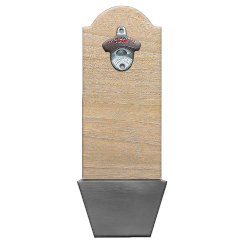 custom wall mounted bottle opener curved top with cap catcher print on demand