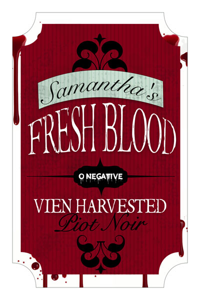 Add Your Name Halloween Themed Wine Label - Fresh Blood