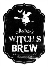 Add Your Name Halloween Themed Wine Label - Witch's Brew