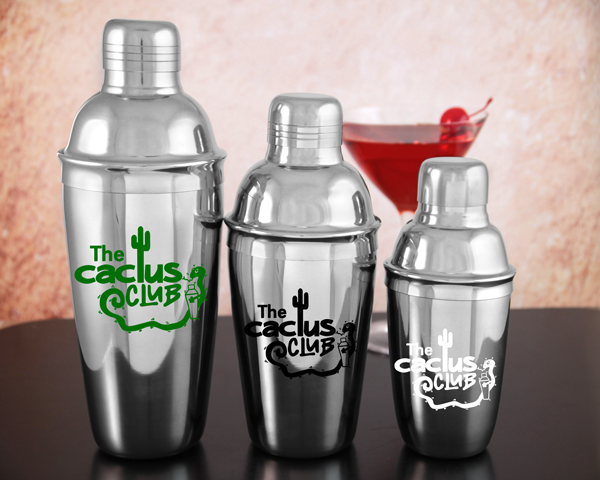 Custom 8 oz. - 3 Piece Deluxe Stainless Steel Cocktail Shaker