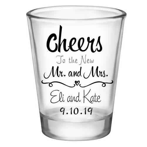 CUSTOMIZABLE - 1.75oz Clear Wedding Shot Glass - Cheers