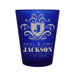 CUSTOMIZABLE - 1.5oz Blue Frosted Shot Glass - Crest (Version 3)
