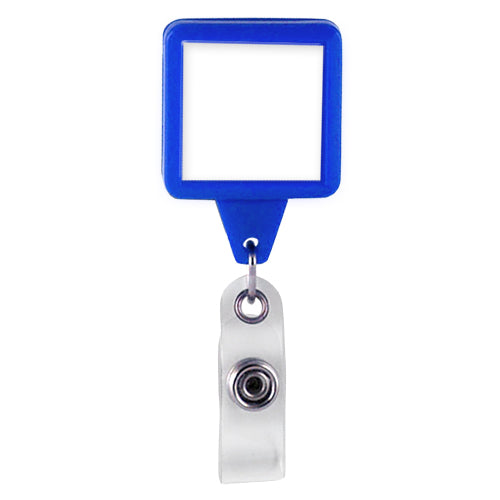 Square Plastic Badge Reel - Blue