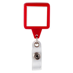 Square Plastic Badge Reel - Red