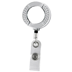 Chrome Rounded Dimpled Badge Reel with Alligator Clip
