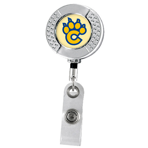Chrome Rounded Dimpled Badge Reel with Alligator Clip