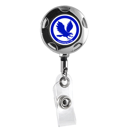 Chrome Badge Reel with Accent Holes