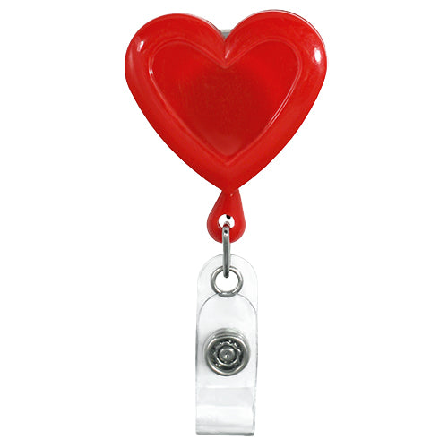 Heart Shaped Plastic Badge Reel - Red