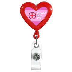 Heart Shaped Plastic Badge Reel - Red