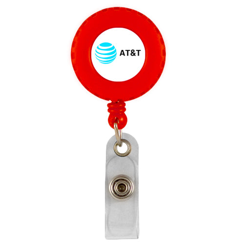 Round Plastic Badge Reel with Decorative Edge - Red