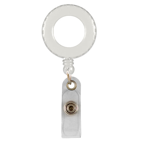 Round Plastic Badge Reel with Decorative Edge - White