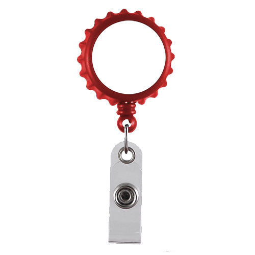 Plastic Bottle Cap Badge Reel - Red