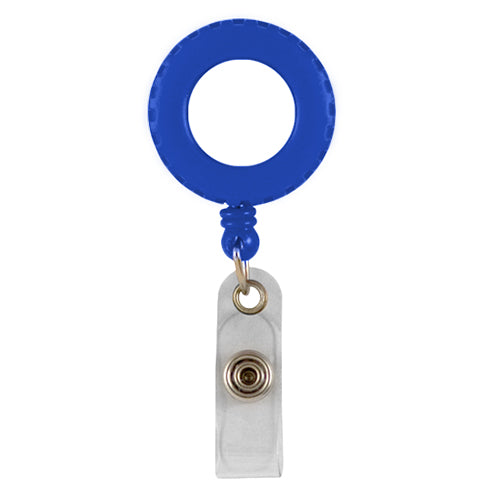 Translucent Plastic Badge Reel with Chrome Edges - Blue