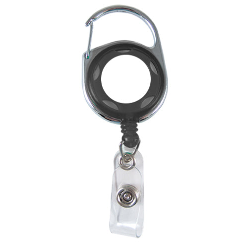Translucent Carabiner Badge Reel with Accent Holes - Black