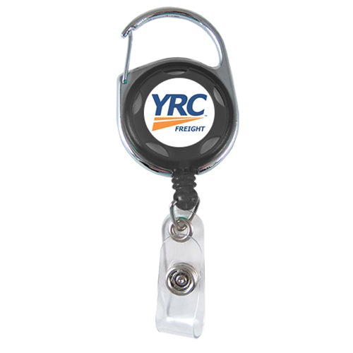 Translucent Carabiner Badge Reel with Accent Holes - Black