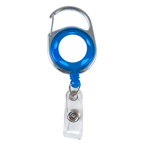 Translucent Carabiner Badge Reel with Accent Holes - Blue