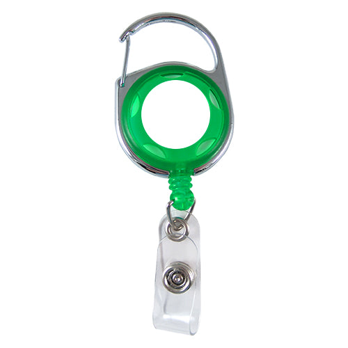 Translucent Carabiner Badge Reel with Accent Holes - Green