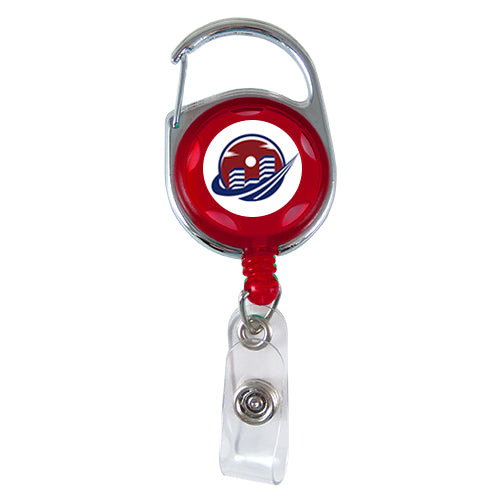 Translucent Carabiner Badge Reel with Accent Holes - Red
