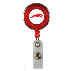 Translucent Plastic Badge Reel with Chrome Finish and Accent Holes - Red