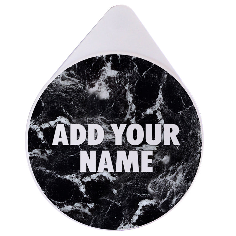 ADD YOUR NAME - Custom Glass Rimmer Lid - Black Marble